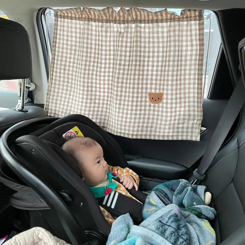 Cortinas protección solar para coche con diseño de oso aptas bebés - imagen 2