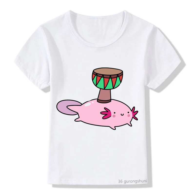 Camiseta Axolotl para niño con estampado africano de tambor – Algodón suave