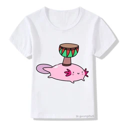 Camiseta Axolotl para niño con estampado africano de tambor – Algodón suave