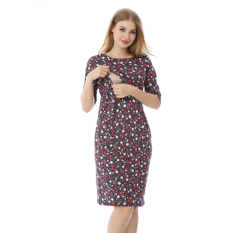 Vestido premamá lactancia manga tres cuartos verano - imagen 2