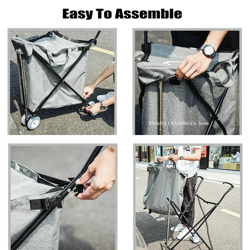 Carrito plegable de lavandería ligero con ruedas - imagen 3