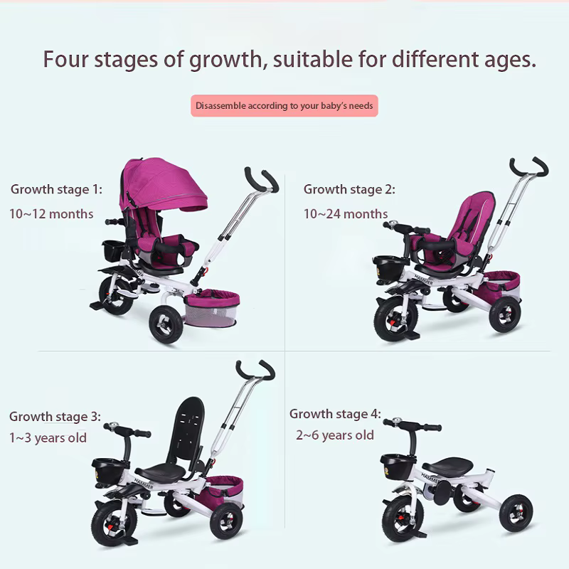 Triciclo infantil LazyChild plegable con asiento reclinable – 3 ruedas - imagen 3