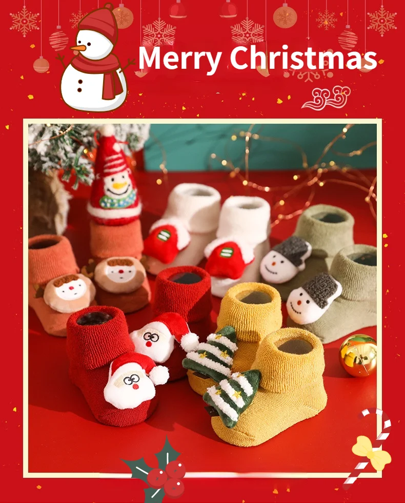Chaussettes de invierno gruesas y cálidas de esponja con dibujo festivo