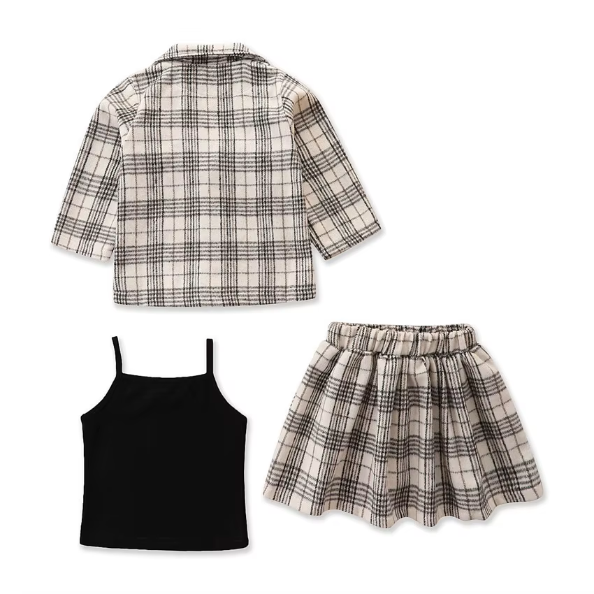 Babzapleume Conjunto de chaleco y falda a cuadros para niña - imagen 4