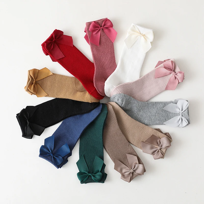 Calcetines largos de algodón con lazo para bebé niña – Otoño Invierno - imagen 3