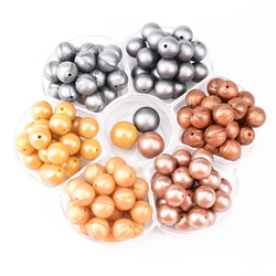 Cuentas de silicona para dentición con acabado dorado - 12/15 mm