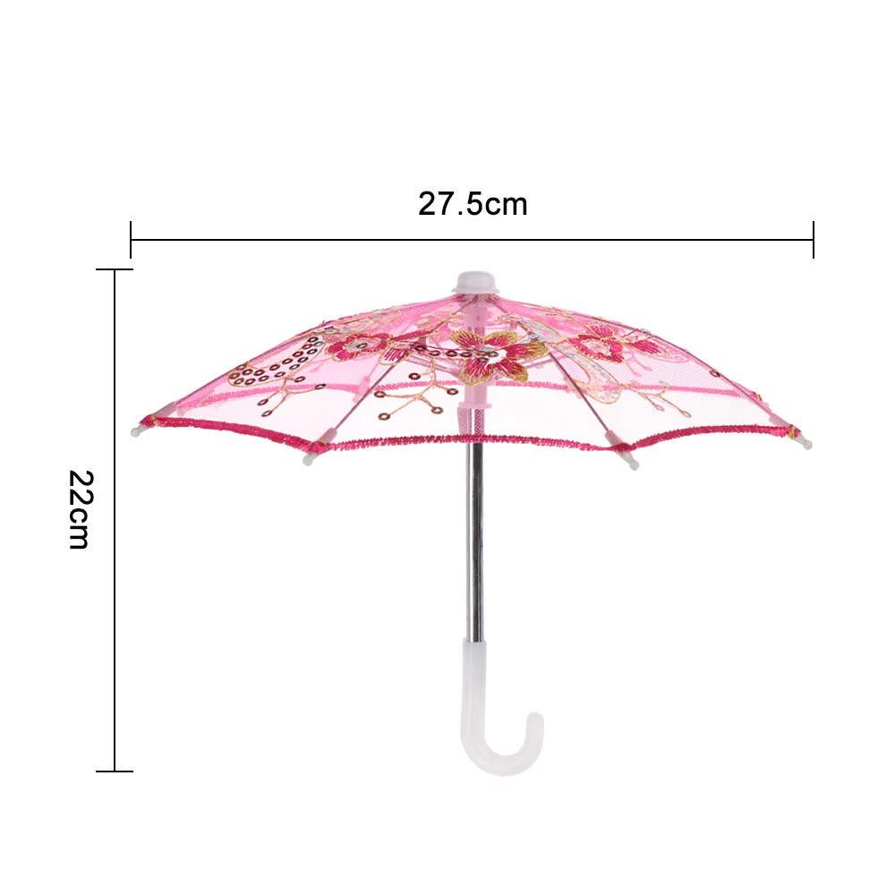 Sombrilla bordada de encaje para niña – Accesorio de lluvia hecho a mano - imagen 4