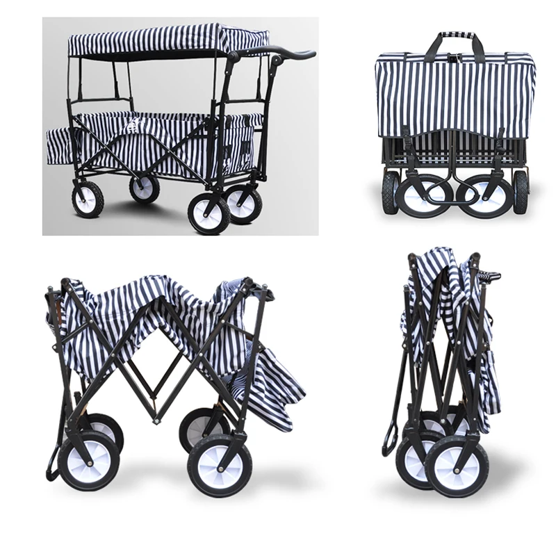 Carro de picnic plegable para acampar con mango ajustable y parasol - imagen 4