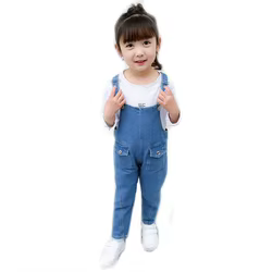 Vaqueros con tirantes para niña – Algodón suave primavera y otoño