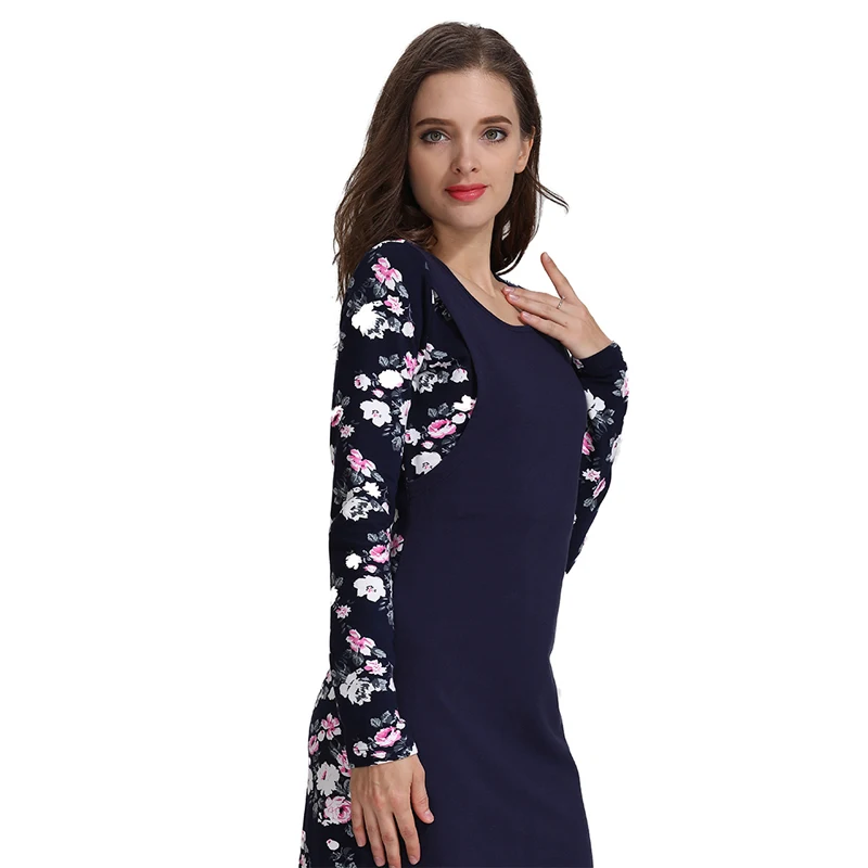 Vestido de lactancia otoño manga larga algodón elástico estampado - imagen 4
