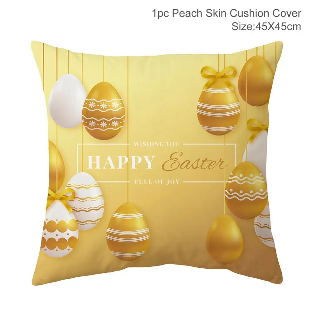 Funda de almohada infantil de Pascua con conejo y huevos - imagen 2
