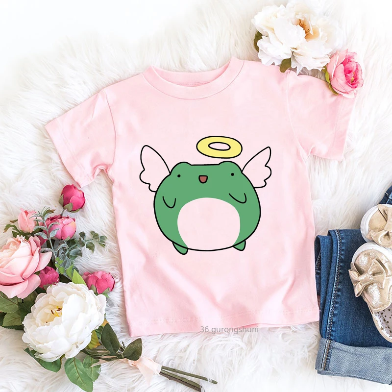 Camiseta rosa con estampado de rana y fruta para bebé