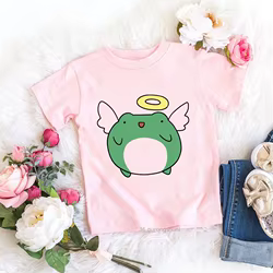 Camiseta rosa con estampado de rana y fruta para bebé