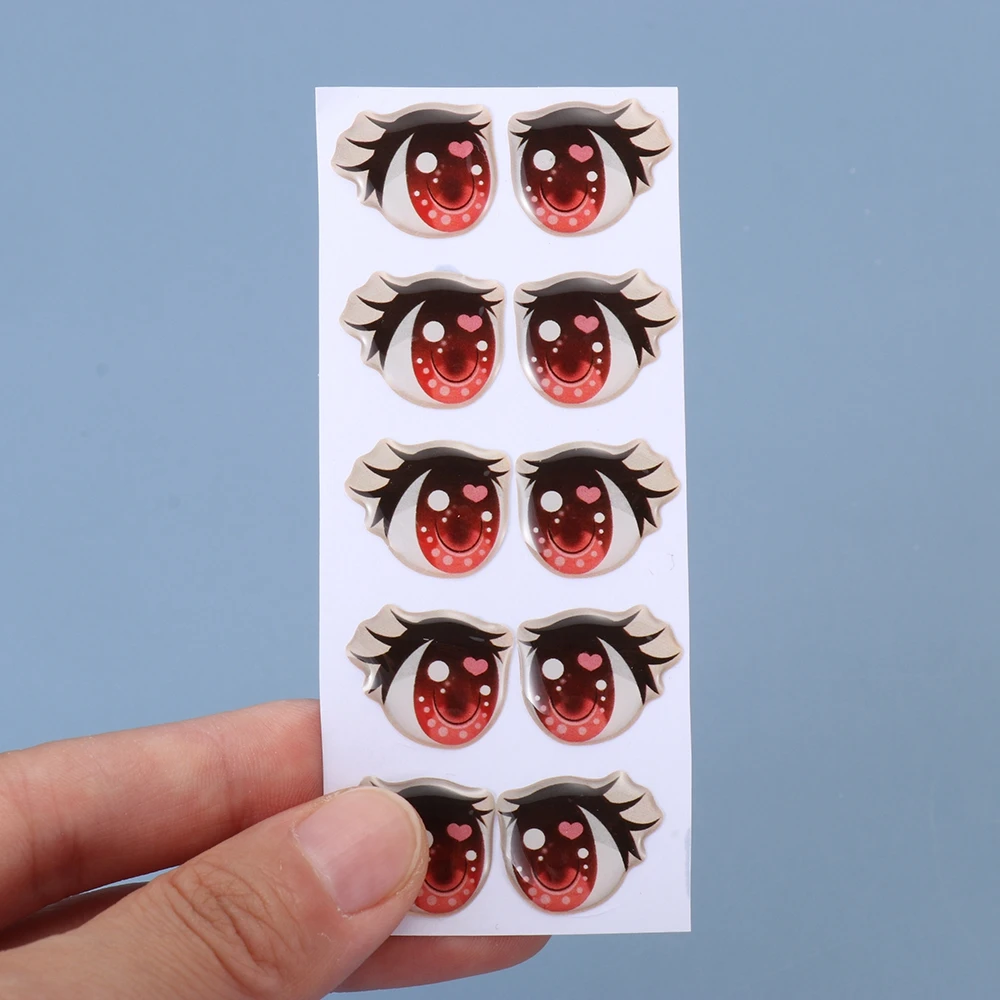 Ojos adhesivos para muñecas de felpa – Estilo anime con pestañas - imagen 3