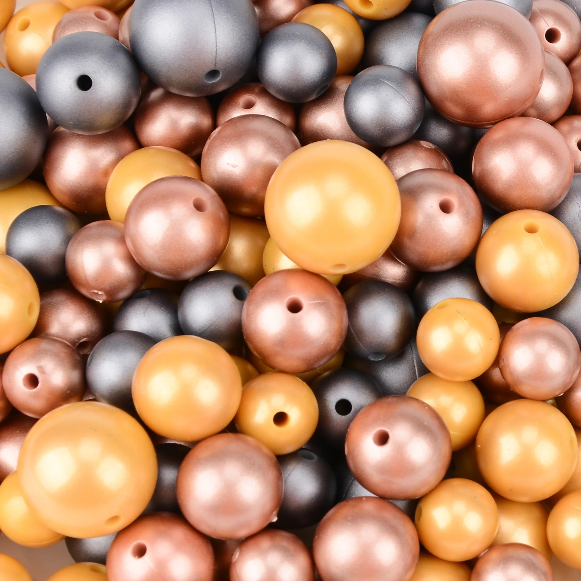 Cuentas de silicona para dentición con acabado dorado - 12/15 mm - imagen 2