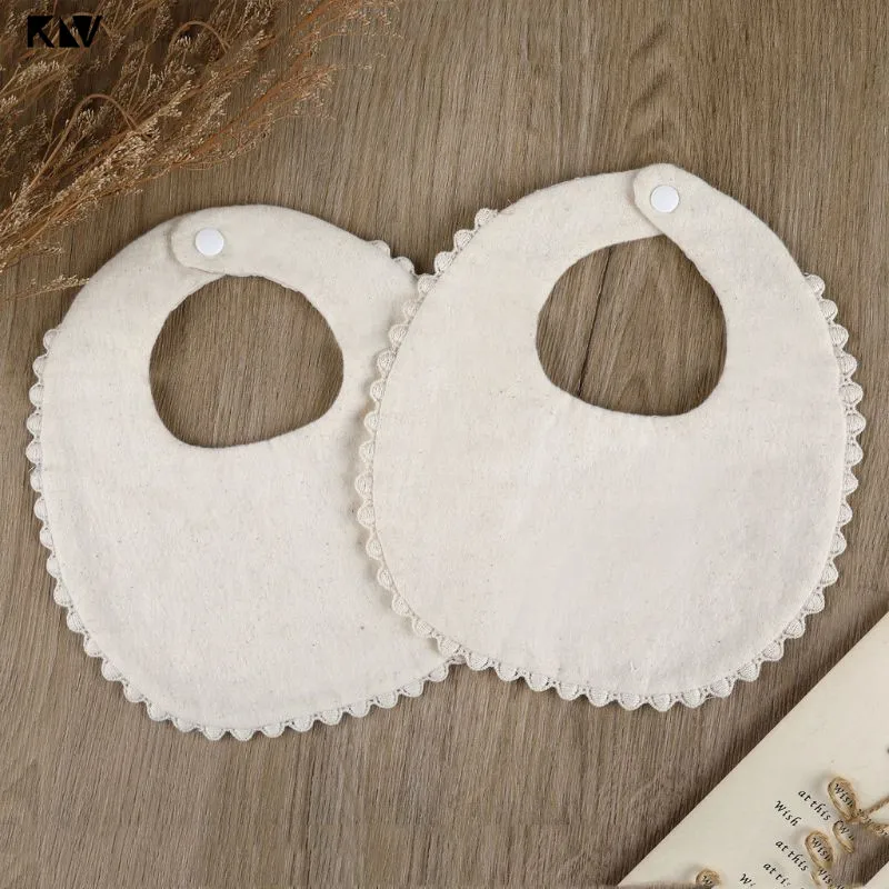 Babero bordado floral de algodón para bebé – Ajustable para alimentación - imagen 3