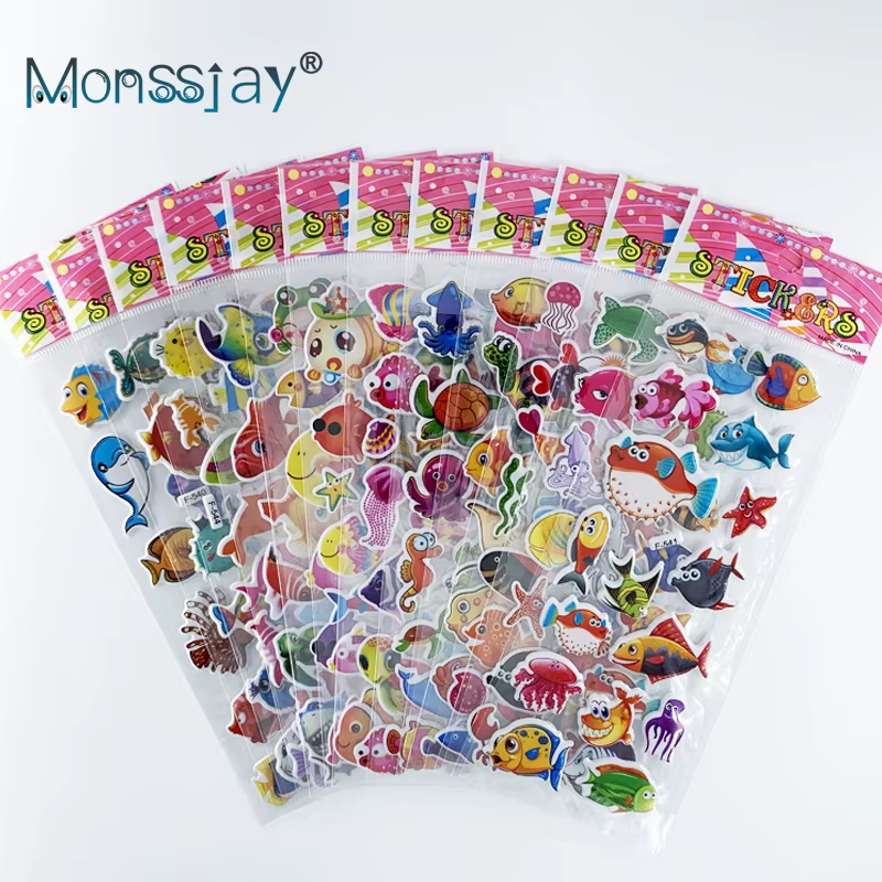 Pegatinas 3D de peces marinos para niños y niñas