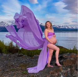 Vestido de maternidad largo de gasa para sesión fotográfica de verano