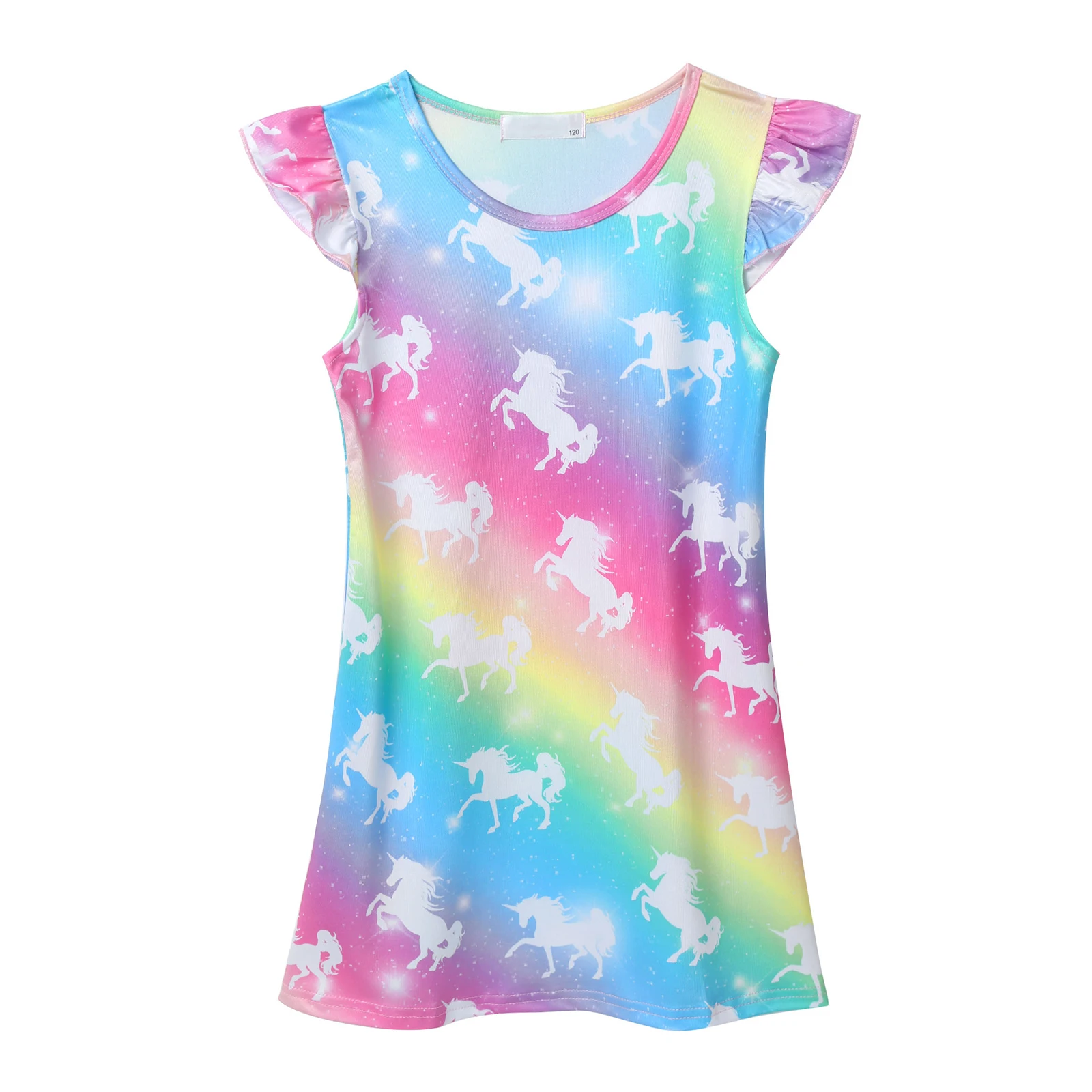 Camisón niña de arcoíris con volantes estilo princesa para dormir - imagen 5