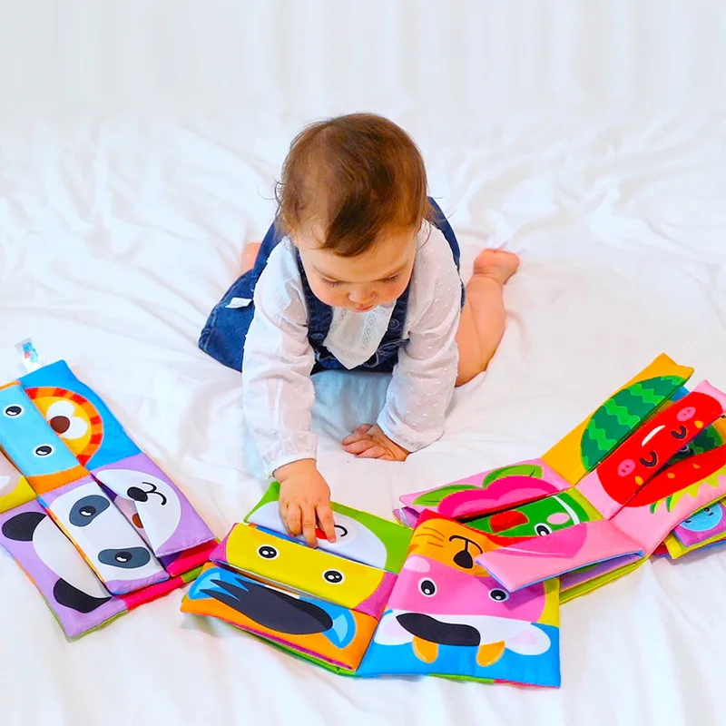 Libro de tela sensorial Montessori con animalitos para bebé - imagen 5