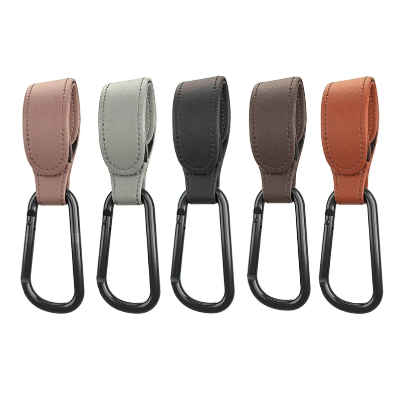 Gancho de aluminio y cuero sintético para cochecito bebé - imagen 4