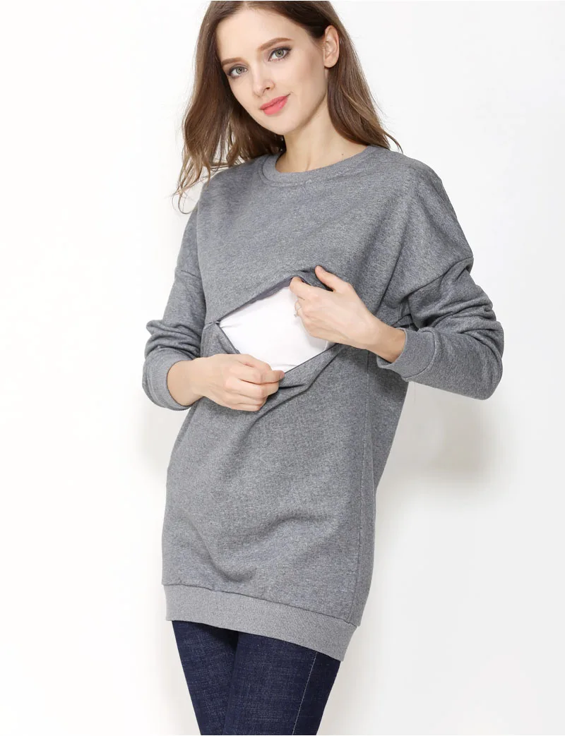 Sudadera de lactancia de invierno con capucha de algodón grueso - imagen 5