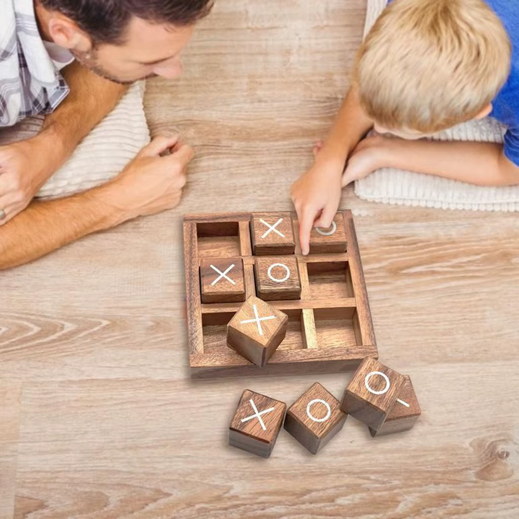 Juego completo de Tic Tac Toe en madera