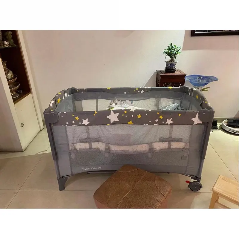 Cuna de viaje plegable con colchón y parque infantil - imagen 3