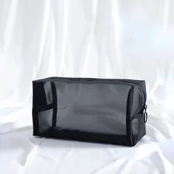 Estuche escolar de malla compacto para lápices y cosméticos, portátil