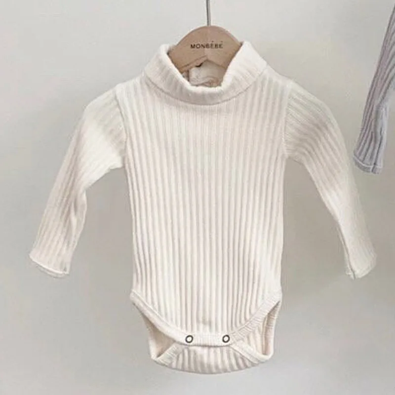 Body cuello alto para bebé – Mono manga larga de punto canalé invierno