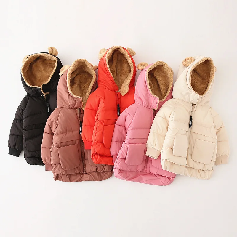 Parka infantil acolchada de terciopelo con capucha - imagen 3