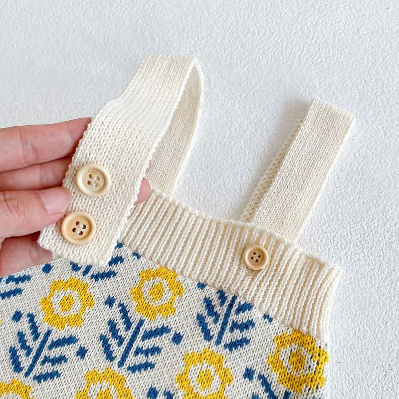 MILANCEL Conjunto otoño para bebé niña – Cárdigan tejido y mono floral - imagen 5