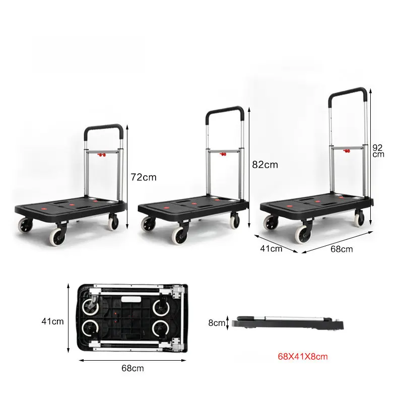 Carro plegable de carga con cuatro ruedas – Portátil y resistente - imagen 4