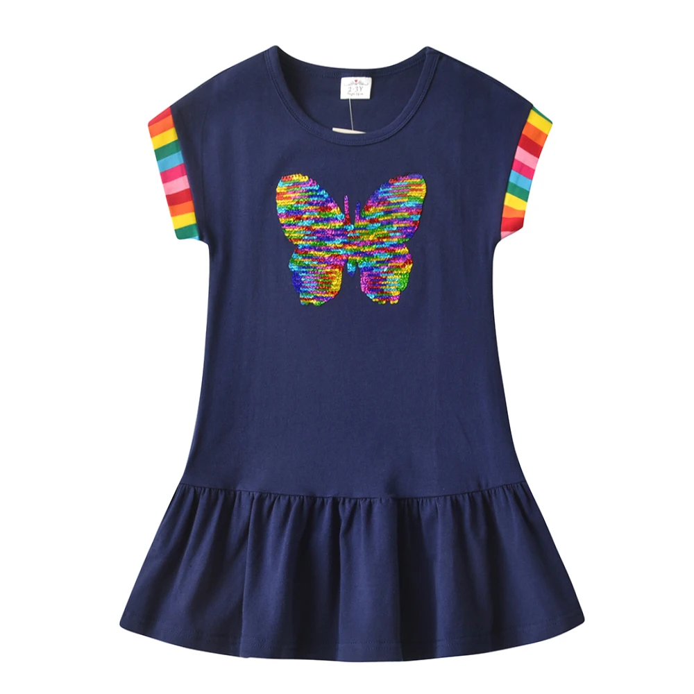 Vestido infantil de lentejuelas en color azul