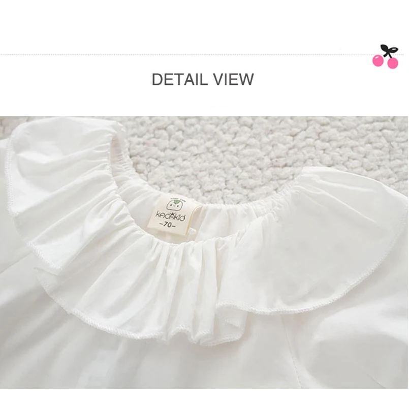 Blusa de algodón transpirable niña con cuello de volantes - imagen 5