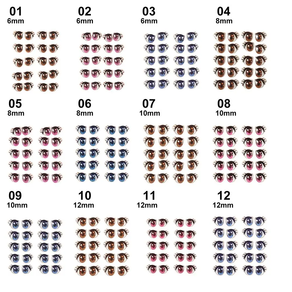Ojos con pestañas largas estilo dibujos animados