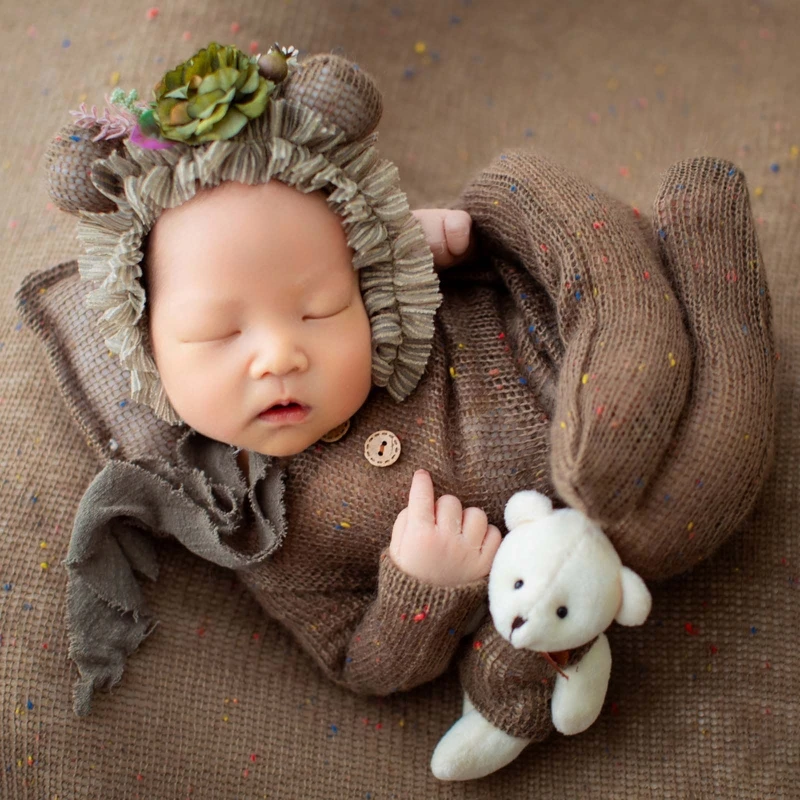 Pelele recién nacido con oso y sombrero – conjunto fotos bebé - imagen 5