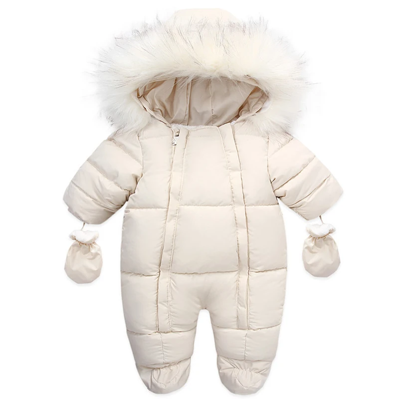 Pelele bebé algodón grueso con capucha y guantes para invierno - imagen 3