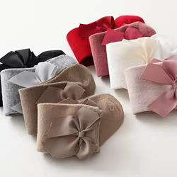Calcetines largos de algodón con lazo para bebé niña – Otoño Invierno