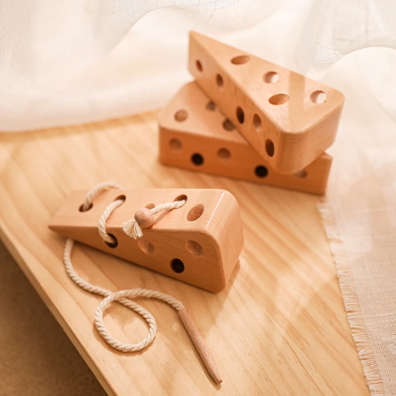 Juego de cordones en madera Montessori bebés – Aprendizaje temprano - imagen 2