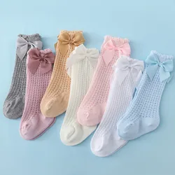Calcetines de algodón para bebé niña con lazo