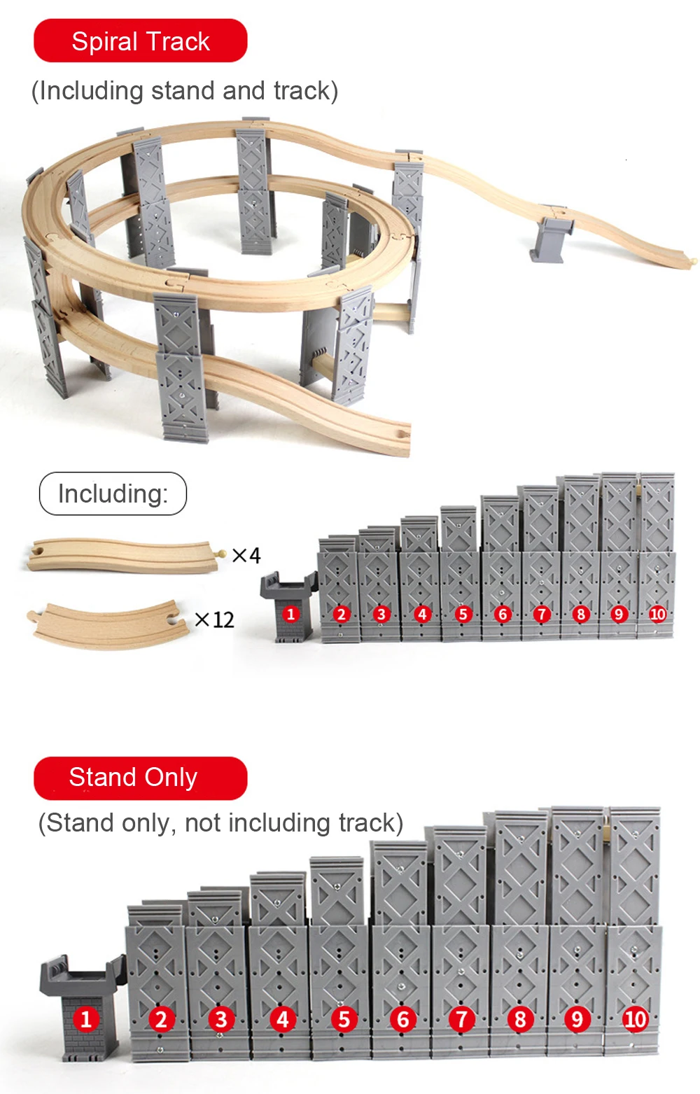 Juego de pista espiral de tren de madera