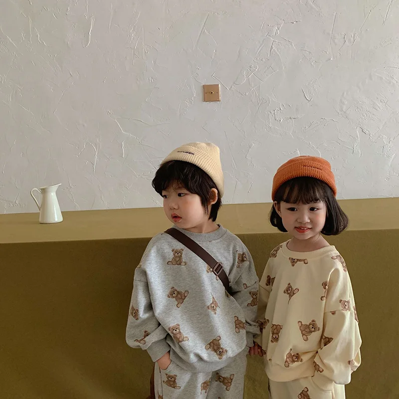 Conjunto sudadera con capucha y pantalón oso para niños - imagen 4