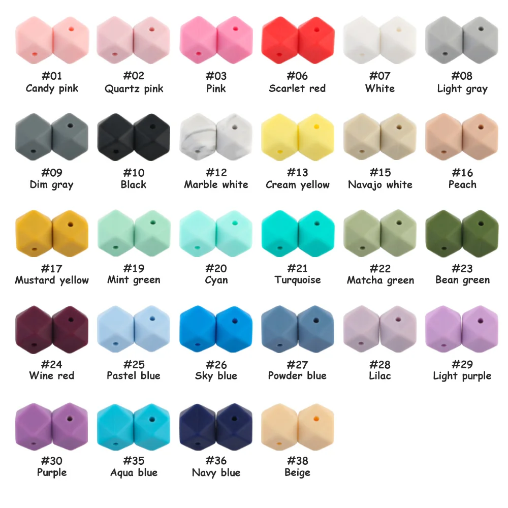 Cuentas de silicona hexagonales para collares y pulseras de dentición - imagen 4