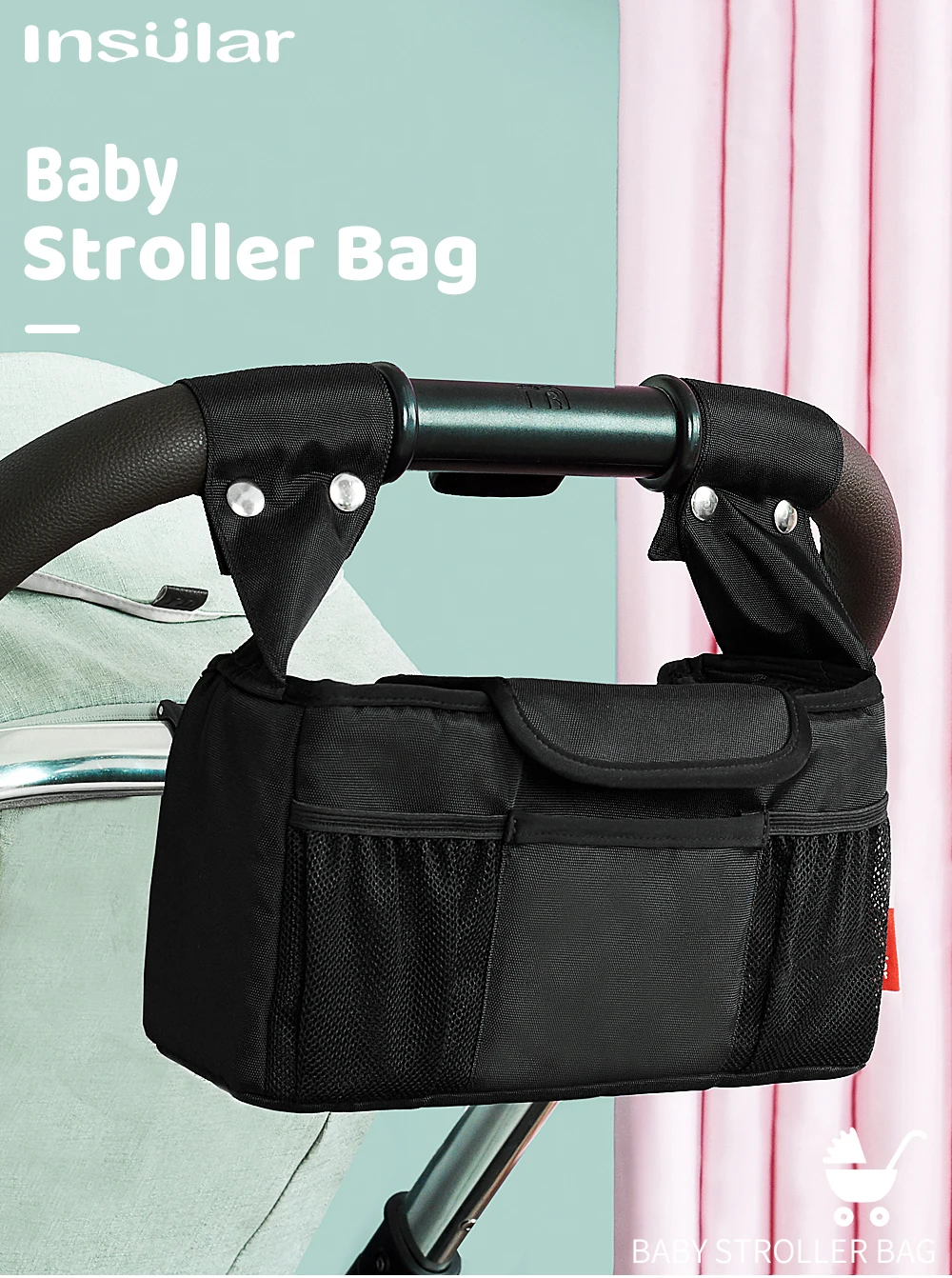 Bolsa de cochecito impermeable vista frontal