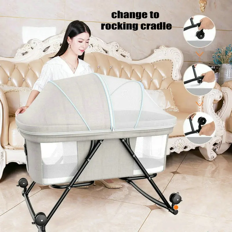 Cuna de viaje portátil con mosquitera y modo mecedora - imagen 4