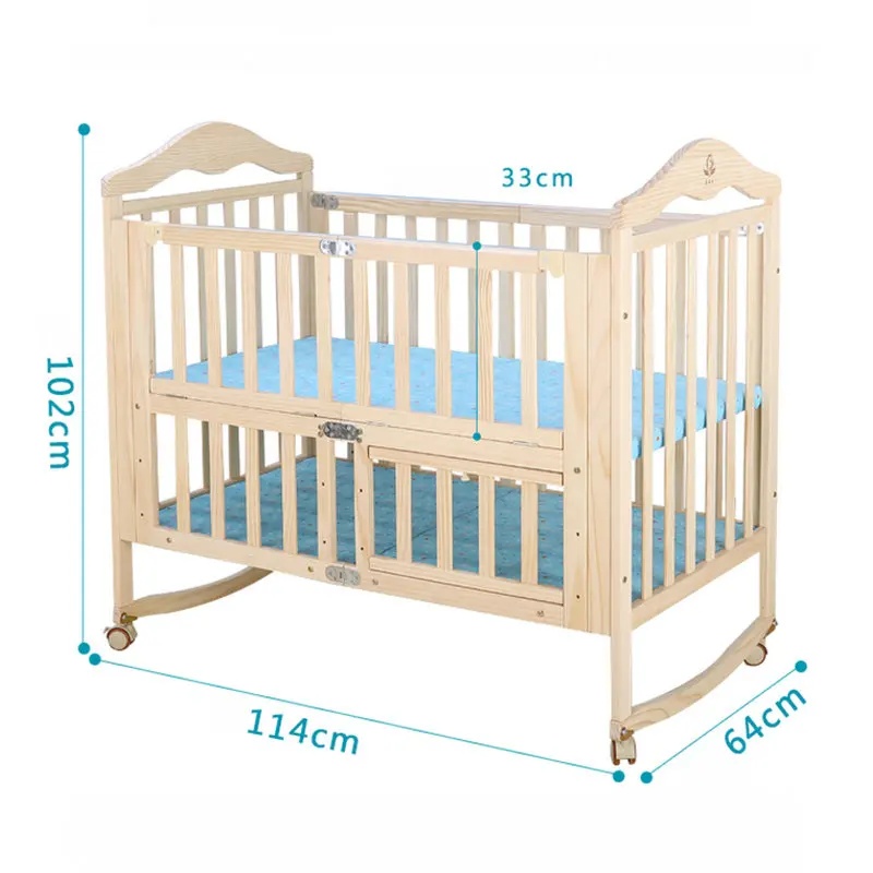 Cuna plegable madera de pino ruedas bloqueables con mosquitera - imagen 5