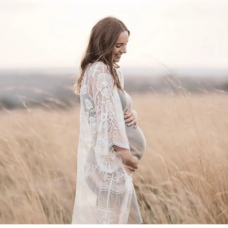 Vestido de maternidad boho ganchillo encaje para sesiones fotos