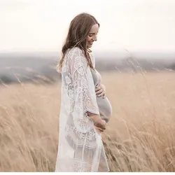 Vestido de maternidad boho ganchillo encaje para sesiones fotos