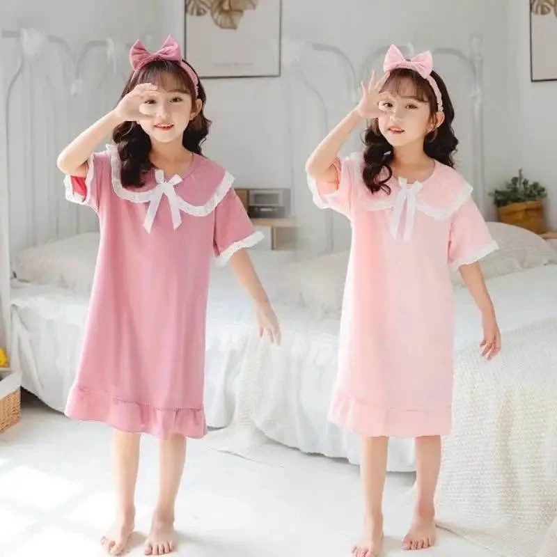 Camisón fino para niñas: pijama de encaje de algodón estilo princesa - imagen 2